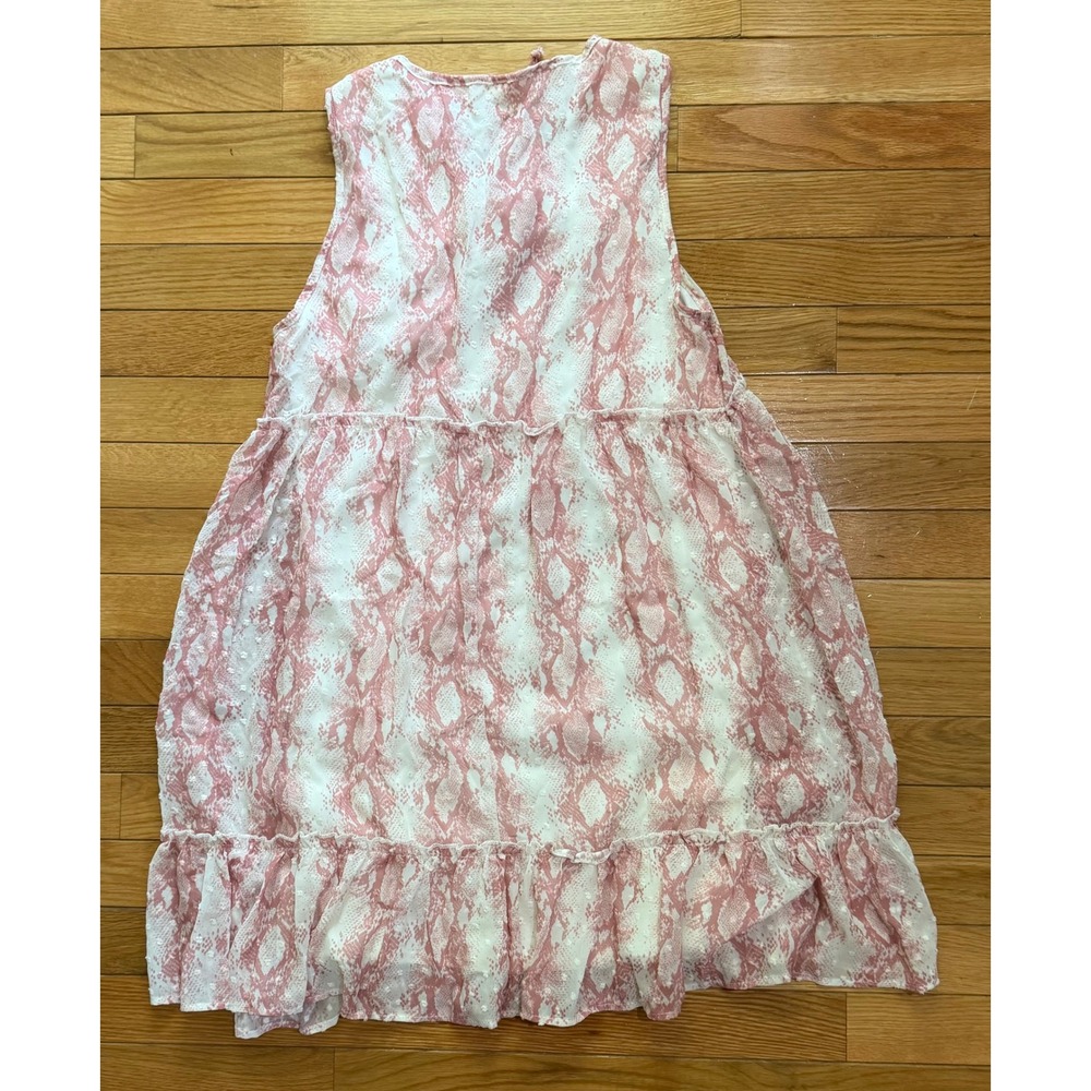 Altar'd State Pink Snakeskin Print Tiered Babydoll Mini Dress Women Small S Tie - Picture 3 of 4